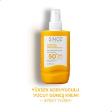 Sinoz SPF50+ Ultra Yüksek Koruyucu Sprey Vücut Güneş Kremi - Nemlendirici Hassas Bakım 200 ml