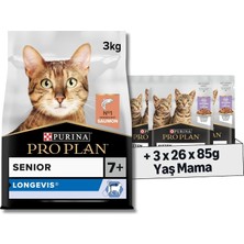 Odea Tr Original Senior Somonlu Kuru Kedi Maması 3 kg + Purina Pro Plan Healthy Start Sos Içinde Hindi Etli Yavru Kedi Maması 85GR Pouch x 26 Adet x 3 Adet