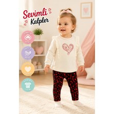Candar Kalp Baskılı Uzun Kollu Sweatli 2'li Kız Bebek Takımı – 3-18 Ay