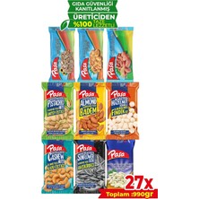 Odea Tr Lezzeti Keşfet Lüx Kuruyemiş Paketi, 27 Adet, 990GR Toplam, Antep Fıstığı, Badem, Fındık, Kaju, Ayçekirdeği ve Kabak Çekirdeği, Kolay Açılır Paket