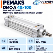 Pemaks Dmc-A 40×100 (DMC-040-SYA-0100) Manyetikli Yastıklamalı Pnömatik Silindir