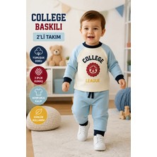 Candar College Baskılı 3 Iplik Uzun Kollu Sweatli 2'li Erkek Bebek Takımı – 9-36 Ay