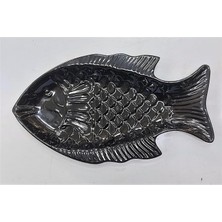 Odea Tr Balık Desenli Siyah Servis Tabağı Thermo Melamin 32*18CM