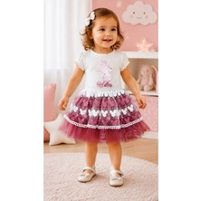 Candar 1-2-3 Yaş Kız Bebek Elbisesi – Payetli Mickey Baskılı ve Brode Etekli