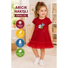 Candar Arıcık Nakışlı Fırfırlı Jile Kız Çocuk Elbisesi – 1-2-3 Yaş
