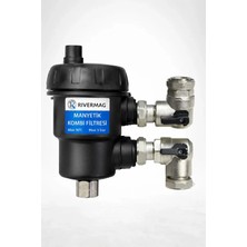 Rivermag Manyetik Kombi Filtresi 3/4 Pirinç Metal Vanalı Tam Geçiş Magnetic Kireç Kırıcı