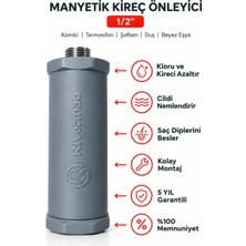 Rivermag Güçlendirilmiş 6 Mıknatıslı N52 Manyetik Kireç Kırıcı Önleyici Gri 1/2 Beyaz Eşya Banyo Tesisatı