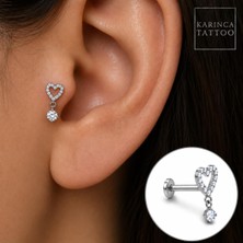 Aydogan's Kalp Zirkon Taşlı Sallantılı Titanyum Piercing Helix Kulak Flat Inner Conch Tragus Piercing