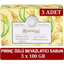 HANIMAGA 3 Adet Pirinç Özlü Beyazlatıcı Cild Besleyici Ölü Hücre Arındırıcı Cilt Tonu Eşitleyici Sabun 3 x 100 Gr.