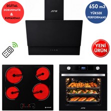 Eminçelik & Afm Marka A5 Dijital Elektr. Vitroseramik Siyah 3'lü Ankastre Set Fırın+ Ocak+Davlumbaz