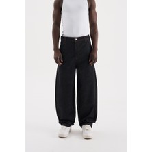 Machinist Erkek Basic Baloon Fit Baggy Jean Pantolon Açık Siyah