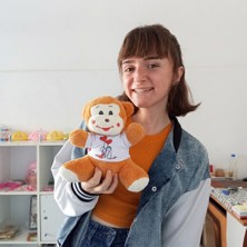 Herbal Accessory Mutlu Aşıklar Tasarım Tişörtlü Peluş Sevimli Maymun (25 Cm)