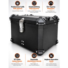 Motokit 57 Litre Universal Alüminyum Standart Motosiklet Çantası Siyah