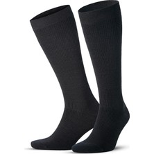 Happy Trend Erkek ve Kadın Için Siyah Dikişsiz (15-20 mm Hg) Basınçlı Yünlü Termal Uçuş Seyahat Çorabı 3589
