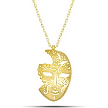 Happy Trend 925 Ayar Gümüş Gold Rengi Maske Kolye