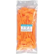 Happy Trend 100 Adet Turuncu Etiketli Elektrik Kablosu Kablo Bağı Klips Plastik Cırt Cırt Kelepçe 100X3MM (Turuncu)