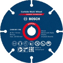 Happy Trend Professional 1x Expert Carbide Multi Wheel Kesici Diskler (Sert Ahşap, Çivili Ahşap, Plastik, Alçıpan Panel, Ø 76 Mm, Aksesuar Mini Avuç Taşlama Makinesi)