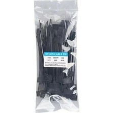 Happy Trend 100 Adet Siyah Etiketli Elektrik Kablosu Kablo Bağı Klips Plastik Cırt Cırt Kelepçe 100X3MM (Siyah)
