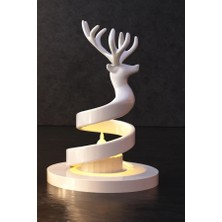 Popüler Sepet 3D Baskı Spiral Ren Geyiği Mumluk Yılbaşı Dekoratif Ren Geyiği Tealight Mum Tutucu - Beyaz