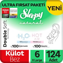 Happy Trend Natural Double Soft Ultra Fırsat Paketi Külot Bez 6 Numara Xlarge 124 Adet