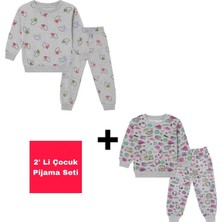 Beka Kids Kız Çocuk Pijama Takımı 2'Li Set Kalp Ve Kız Çocuk Desenli Çocuk Pijama Takımı %100 Pamuklu