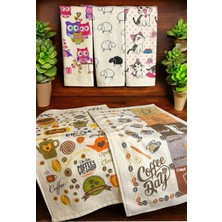 Happy Trend Pamuklu Baskılı Havlu Seti 30X50 cm El Yüz Mutfak Havlusu Yumuşak Desenli Su Emici Set