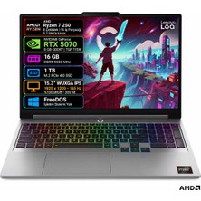 Lenovo Loq 15AHP11 83TN0096TR-01 Amd Ryzen 7 250 16GB Ram 1TB SSD RTX5070 8gb 115W 15.3" 165Hz Wuxga IPS Freedos Gaming Notebook