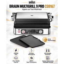 Braun Multigrill 9 Pro Izgara ve Tost Makinesi, 2200 W Güç, Entegre Termoprob, Çift Sıcaklık Kontrolü, Dijital Zamanlayıcı, 3’ü 1 Arada Pişirme, Sear Fonksiyonu