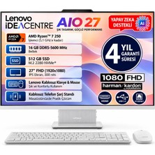 Lenovo Ideacentre Aıo 27AKP10  Ryzen 7 250 16GB 512GB SSD 27" Fhd IPS F0JE002STR Freedos Monitör Bılgısayar Pc