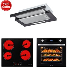 Eminçelik & Afm Marka A7 Dijital Elektr. Vitroseramik Siyah Ankastre Set Fırın+Ocak+Sürg. Aspiratör