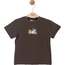 Nk Kids Erkek Bebek 1-4 Yaş Sırt Baskılı Kısa Kol T-Shirt Kahverengi