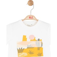 Nk Kids Kız Bebek 1-4 Yaş Desenli Kısa Kol T-Shirt Ekru