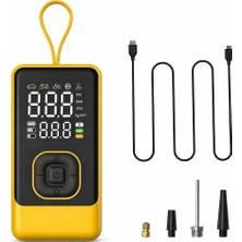 Die Grup Tr Taşınabilir Hava Pompası, Dijital Ekranlı Lastik Şişirme Kompresörü, LED Işıklı, Type-C Şarjlı, Powerbank Özellikli, Araç, Motosiklet, Bisiklet ve Top Için Hava Basınç Pompası