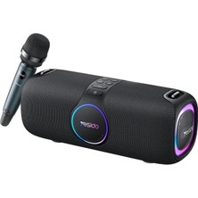 Die Grup Tr 120W Kablosuz Bluetooth Hoparlör – 1 Adet Mikrofonlu, Rgb Işıklı, Ipx6 Suya Dayanıklı, 15600MAH Uzun Pil Ömürlü, Uhf Mikrofonlu Taşınabilir Parti Hoparlörü, Karaoke YSW21, Siyah