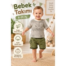 Candar 6-24 Ay Keten Tişört ve Müslin Şort Bebek Takımı