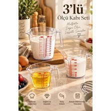 Die Grup Tr 3lü Şeffaf Plastik Ölçek Kabı - Beher Mutfak Ölçü Kabı 250ML-500ML-1000ML