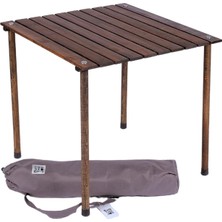 Die Grup Tr L 60CM x 60CM x 50CM Ahşap Katlanır Rulo Kamp ve Piknik Masası Antrasit