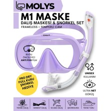 M1 Profesyonel Dalış Maskesi + Pro Full Dry Tam Kuru Şnorkel + Free Dom Antı Fog Buğu Önleyic�