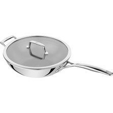 Die Grup Tr Peak Ceraforce Hycoat Wok, Cam Kapaklı, 30 Cm, Paslanmaz Çelik 18/10