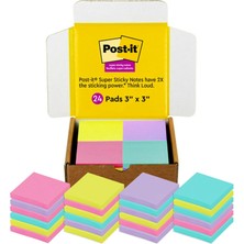Die Grup Tr Süper Yapışkan Notlar, 7,62 x 7,62 Cm, 24 Ped/paket, 70 Yaprak/ped, Amazon'a Özel Parlak Renk Koleksiyonu, Aqua Sıçraması, Asit Kireç, Tropikal Pembe ve Iris Infüzyonu