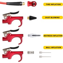 Die Grup Tr 16 Adet Hava Kompresörü Aksesuar Kiti 1/4 Inç Geri Tepme Poli Hava Hortumu, Şişirme Tabancası ve Bağlantı Elemanları Şişme Kiti Iğneli, Top Mandren ve Lastik Basınç Ölçer