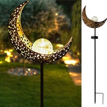 Die Grup Tr Güneş Enerjili Ay Figürlü 85 cm Solar Bahçe Lambası Dekoratif Kazıklı Dış Mekan Sıcak Beyaz LED Aydınlatma