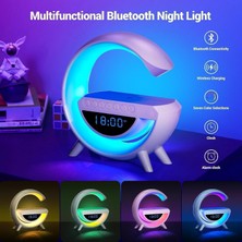 Die Grup Tr BT-3401 Bluetooth Hoparlör, Masa Saati, Alarm, Wireless Şarj, Rgb Led, Beyaz