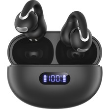 Die Grup Tr Açık Kulak Klipsi Kablosuz Kulaklık Bluetooth 5.4, Hafif Konfor Spor Kemik Iletim Kulaklıkları Net Ses Için Dahili Mikrofon, Stabil Fit Kulaklık 24H Çal - Siyah