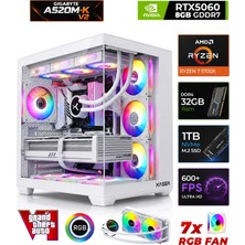 Xaser Sword X60 AMD Ryzen 7 5700X/8GB RTX5060/ 32GB RAM /1TB M.2 NVMe SSD/Sıvı Soğutmalı Masaüstü Oyuncu Bilgisayarı