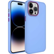 Lopard Apple iPhone 14 Pro Telefon Kılıfı Metal Çerçeve ve Buton Tasarımlı Silikon Kapak Lila