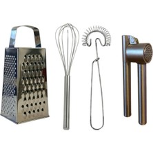 Die Grup Tr 3'lü Mutfak Seti, Paslanmaz Çelik Rende, Çırpıcı ve Sarımsak Ezici