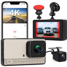 Onezero 1153 4K UHD Ultra Gece Görüşlü Wi-Fi Araç Kamera Seti – Ön 4K + Arka 1080P Kamera, 3