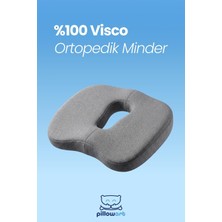 Die Grup Tr PİLLOWART%100 Visco Ortopedik Oturma Minderi – Ofis, Araç ve Ev Için Ergonomik Destek Gri 35 x 41