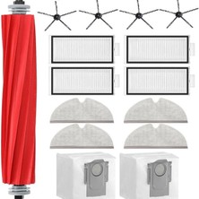 Frefly Store Ozemtek Siyah Yedek Toz Torba Hepa Filtre,ana Fırça,mop,ultra Mega Set-15 Parça Roborock Q7 Max Q7 Max Plus ile Uyumlu